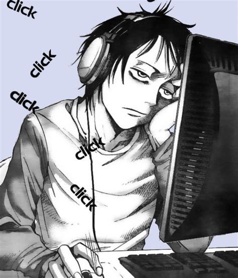 Image Bored Anime Guy Using Computer Yiwhxo