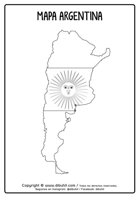Mapa De Argentina Con Bandera Para Colorear Dibuhit