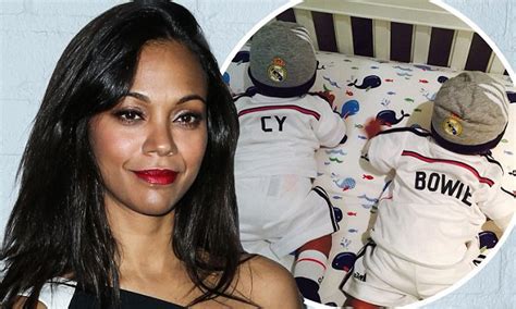 zoe saldana shares new photo of twins cy and bowie daily mail online