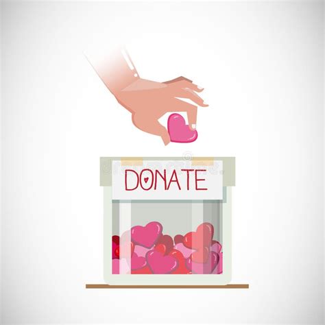 Donate For Love Human Hand Take Heart Into Donate Box With Full Stock