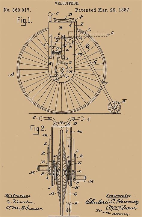 1897 Patent Velocipede Bicycle Archival History Invention By