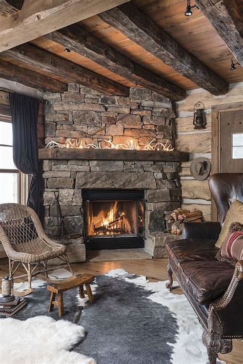 33 Cozy Winter Fireplace Ideas That Makes You Warm Rustic House Home