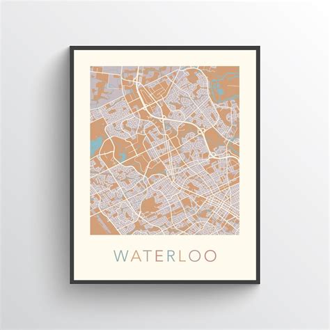 Waterloo Map Waterloo On Waterloo Print Waterloo Poster Waterloo