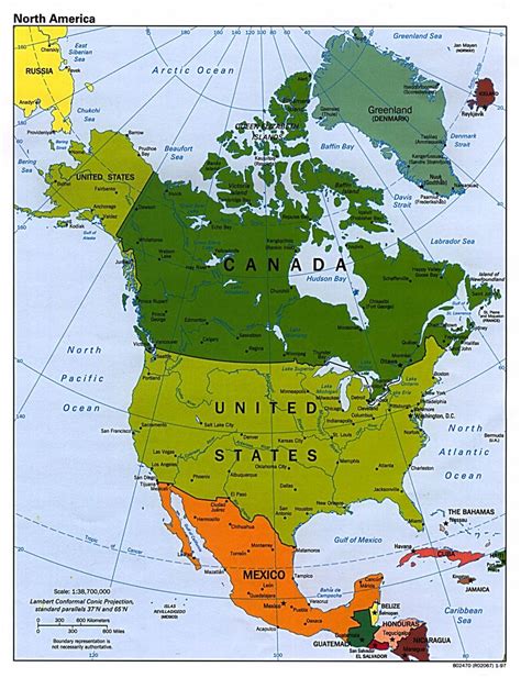 mapa político detallado de américa del norte con las principales ciudades 1997 américa del