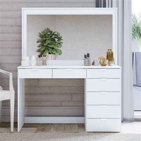 Boahaus Joan Modern Vanity Desk White Finish For Bedroom Walmart