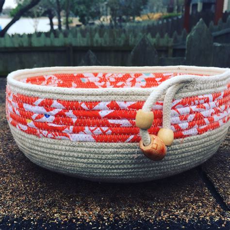 Coiled Rope Bowl Coiled Fabric Basket Fabric Bowls Fabric Baskets