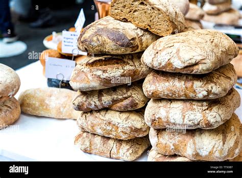 Fresh Bread Loaves At Borough Market London Uk Stock Photo Alamy