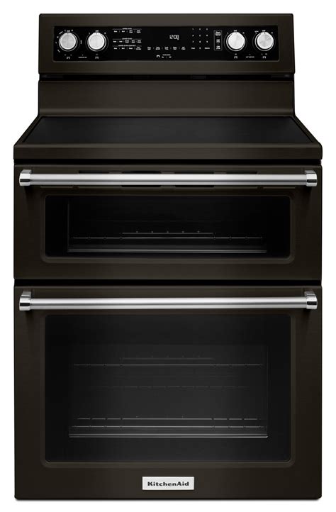 Kitchenaid Black Stainless Steel Freestanding Electric Double Oven