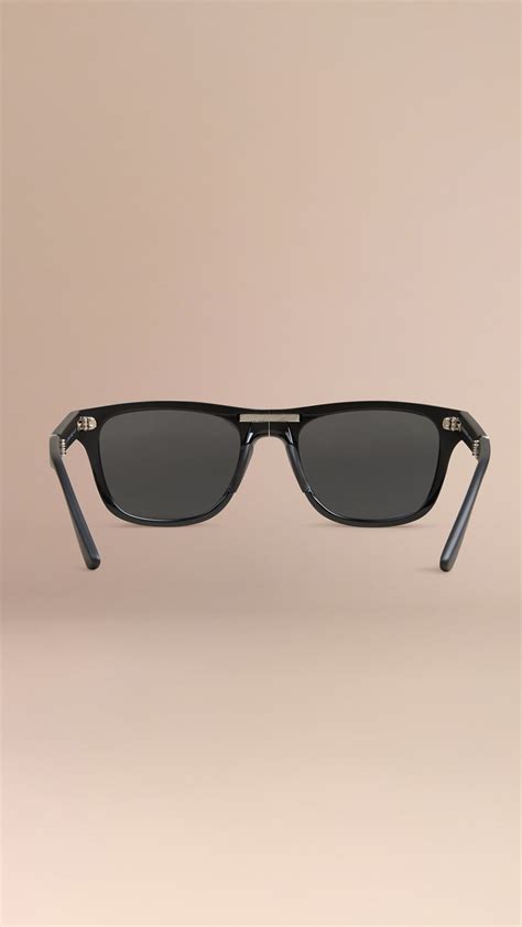 Burberry Folding Rectangular Frame Sunglasses Black In Black For Men Lyst
