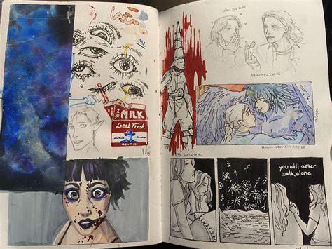 Messy Spread With Recent Media Ive Enjoyed Doodles And Comics About My Friends Rsketchbooks
