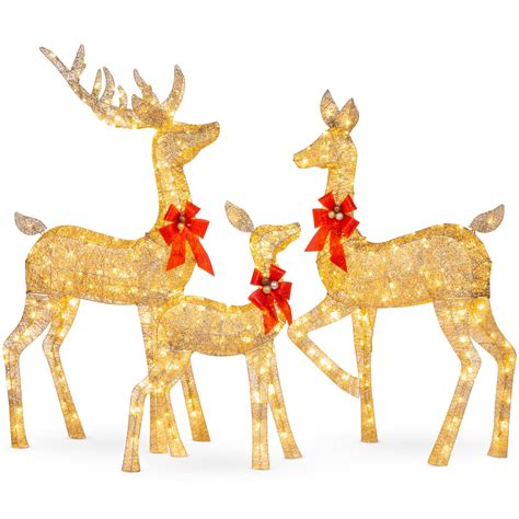 Best Choice Products 3 Piece Lighted Christmas Deer Set Outdoor Yard