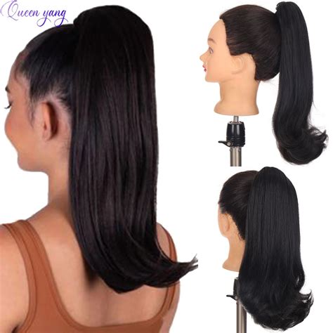 Queenyang Synthetic Wrap Stretch Ponytail 18 Inch Ponytail Wig Hair