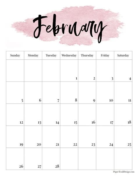 Print This Watercolor February 2023 Calendar For Free And Add To Your