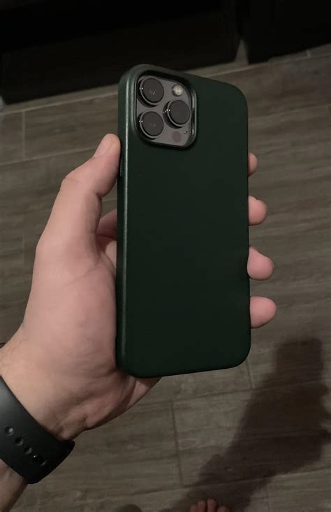 Sequoia Green Leather Case With Graphite Iphone 13 Pro Max R