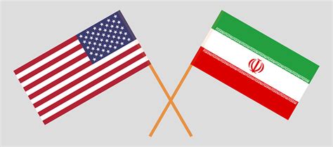 Usa And Iran The United States Of America And Iranian Flags Official
