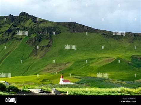 Iceland Hillside Church Stock Photo Alamy