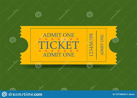 Yellow Ticket Admit One Stock Vector Illustration Of Pencil 197700034