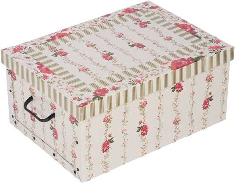 Heavy Duty Cardboard With Lid Storage Box With Floral Fantasies