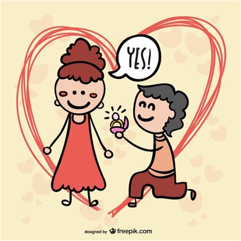 Wedding Proposal Cartoon Couple Vector Free Download