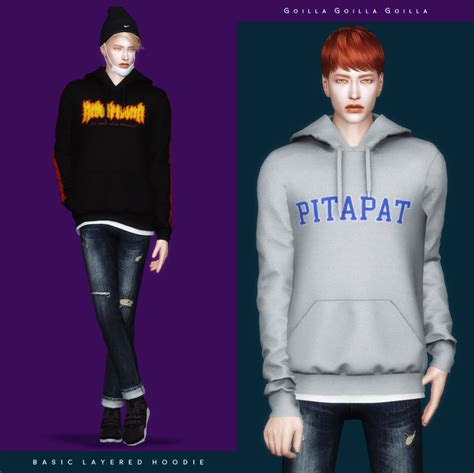 Sims 4 Cc Custom Content Male Clothing Basic Layered Hoodie