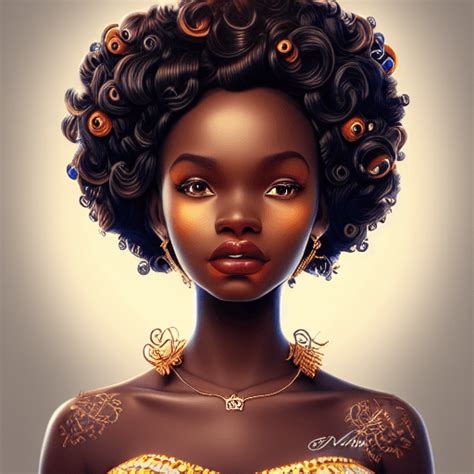 Pixar Melanin Dark Skinned Woman With Big Curls · Creative Fabrica