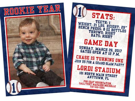 Personalized Rookie Of The Year Baseball Theme Invitation With Photo