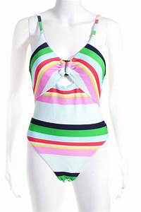  Turk Womens Stripe Print One Piece Swimsuit Blue Green Size 6 Ebay
