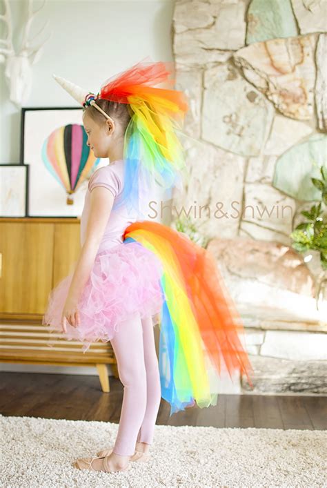 See more ideas about unicorn tail, unicorn costume, unicorn. DIY Rainbow Unicorn Costume - Shwin and Shwin