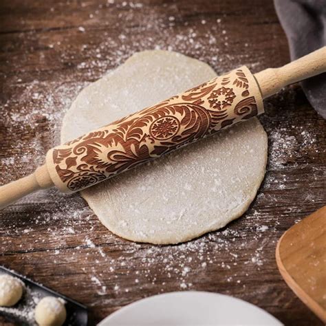 355cm Christmas Embossing Rolling Pin Baking Cookies Noodle Biscuit