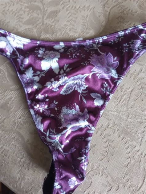 vtg ny and co soft shiny satin string thong bikini panty size m floral 35 00 picclick