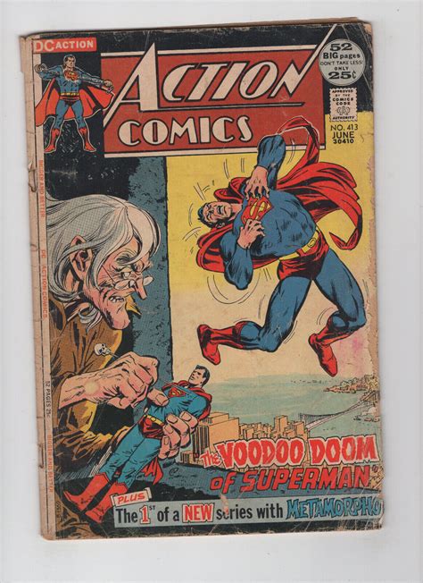 Action Comics 413 1972 Dc Comics Low Grade Read Comic Books