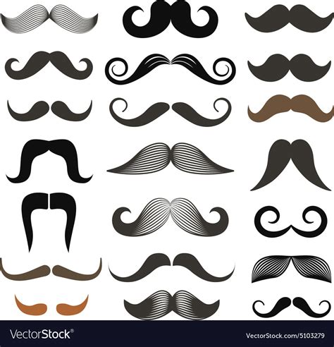 Different Retro Style Moustache Clip Art Set Vector Image