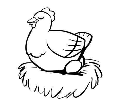 Dibujo para colorear de gallina empollando un huevo Gallinas dibujos