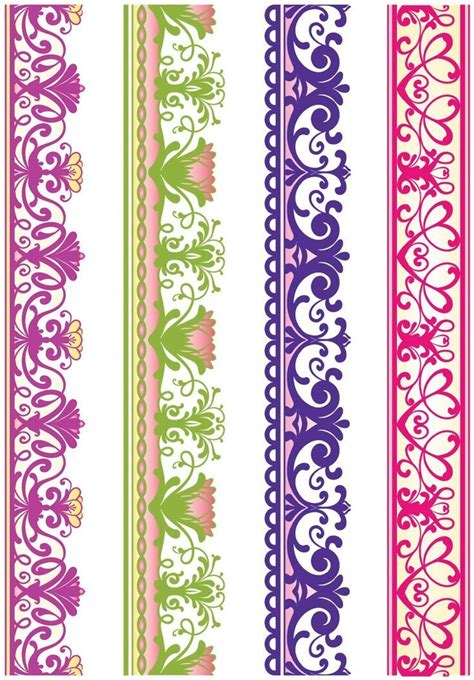 Four Different Colored Borders With Floral Designs On Them