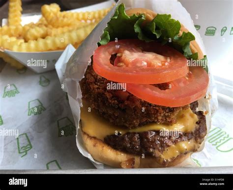 Shake Shack Burger And Fries Stock Photo Alamy