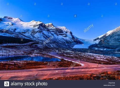 Landscape View Of Athabasca Glacier At Columbia Icefield Parkway In