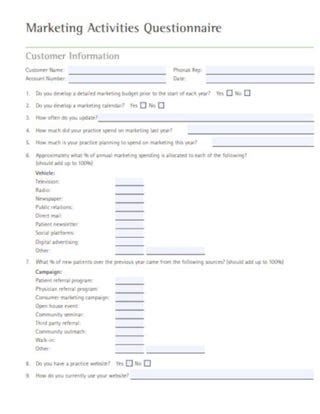 6+ Marketing Questionnaire Templates in PDF  DOC