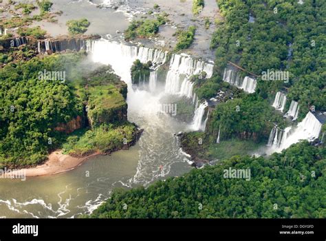 Iguazu Falls Aerial Perspective Iguazu River Brazil South America