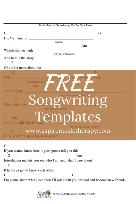 Free Songwriting Templates And Prompts Writing Songs Inspiration