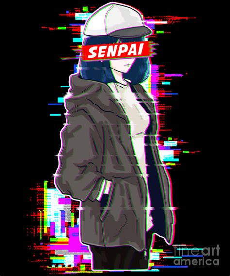 Senpai Vaporwave Aesthetic Anime Girl Digital Art By The Perfect Hot