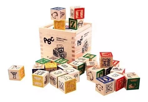 Caixa Bloco Alfabeto Brinquedo Educativo Letras Em Madeira R 25 00