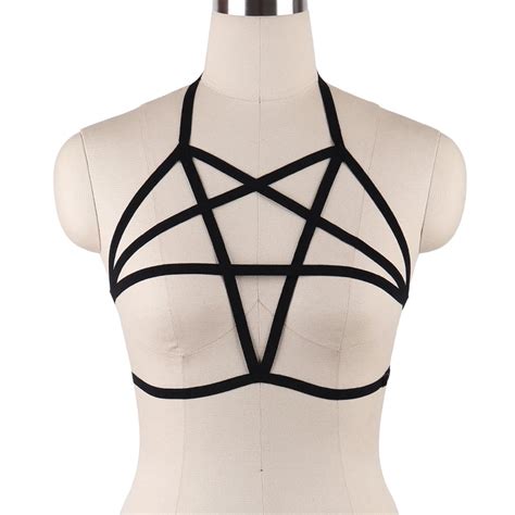 Handmade Body Harness Goth Crop Top Bra Bodysuit Wear Bra Crossing Strap Lingerie Bandage Cage