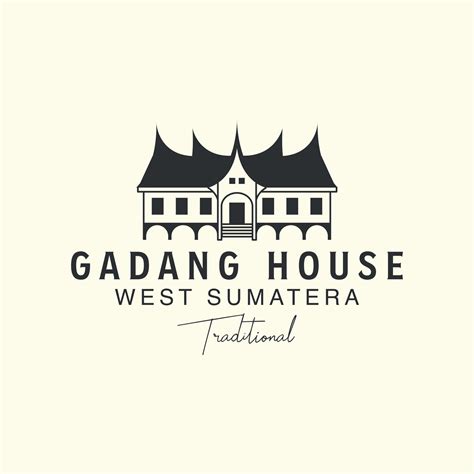 Gadang House With Vintage Style Logo Vector Template Icon Illustration