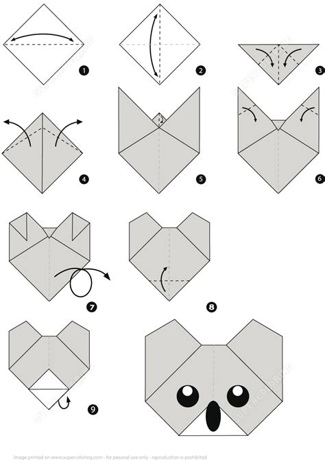 How To Make An Origami Koala Face Step By Step Instructions Free