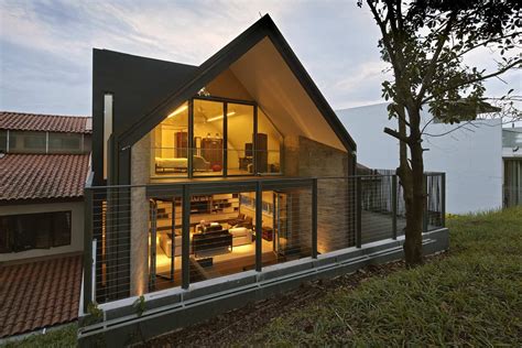 Gabled Roof Jazzes Up Minimalist Y House In Singapore Modern House
