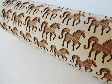 Horses Embossing Rolling Pin Engraved Rolling Pin With Etsy