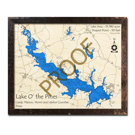Bardwell Lake Texas 3d Wooden Map Framed Topographic Wood Chart