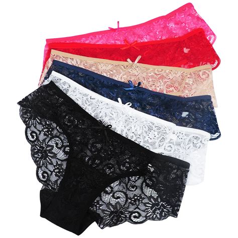 Sunm Boutique Pack Of Women Lace Briefs Ultra Thin Lace Panties Sexy Underwear Low Rise Soft