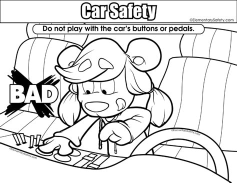 Choose your favorite coloring page and color it in bright colors. Coloring Car Safety