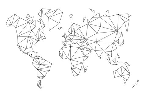 Geometric World Map Wallpaper Buy Online Happywall